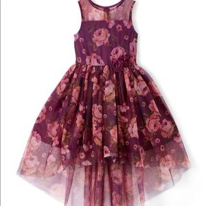 Zunie Burgundy Floral Hi-Low Dress - Girls 5/6